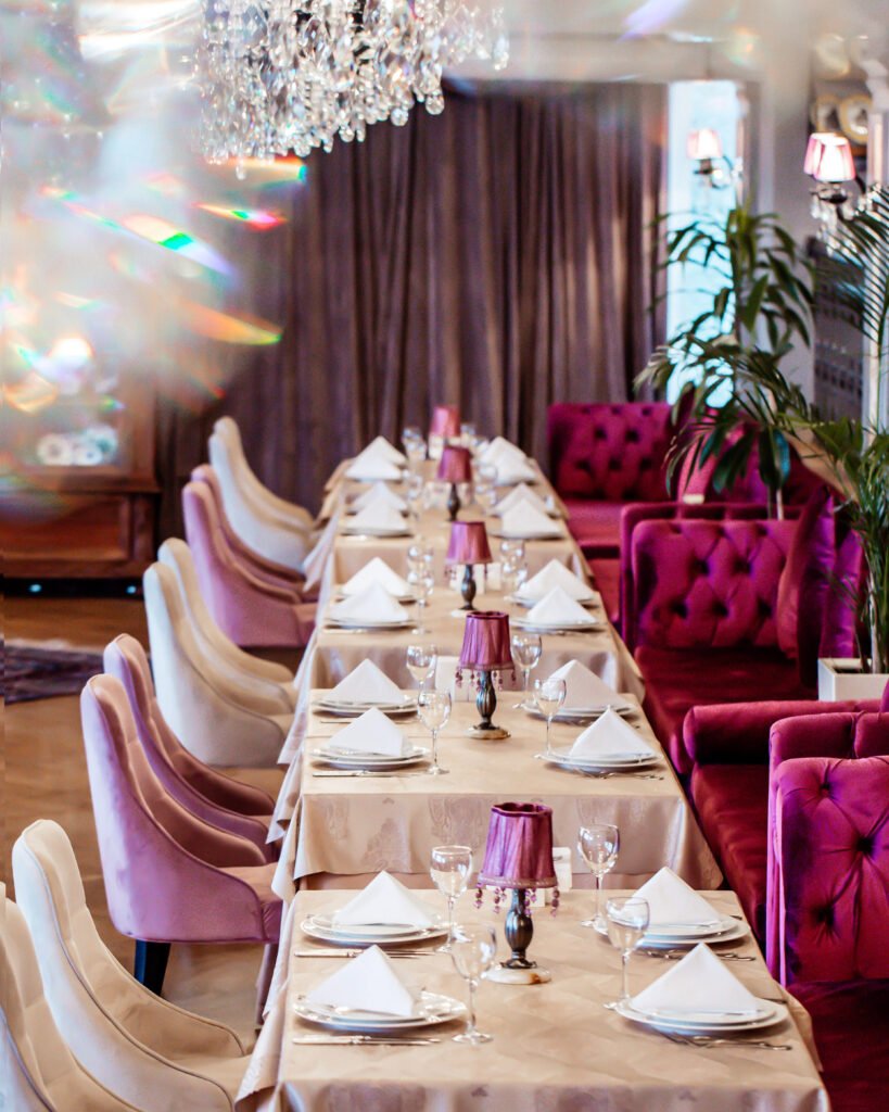 classic luxury style restaurant with tables and chairs